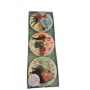 Christmas Set of 12 Drink Round Beverage Coaster Fox Deer Bear NEW